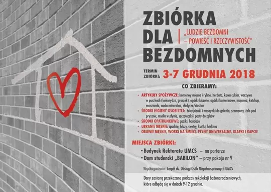 Zbiórka darów dla bezdomnych na UMCS! 